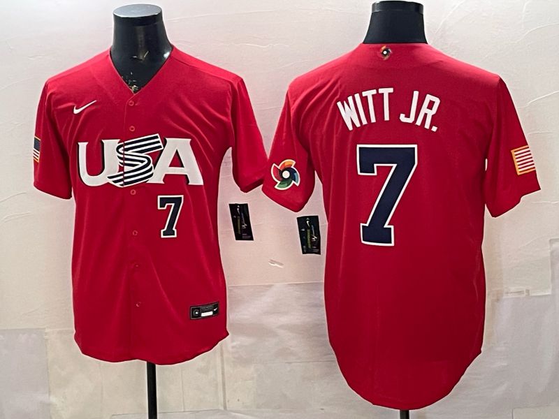 Men 2026 World Cub USA #7 Witt jr Red Nike MLB Jersey style 008->more jerseys->MLB Jersey